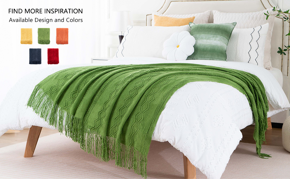 BATTILO HOME 50"x60" Cozy Knitted Decorative Fall Throw