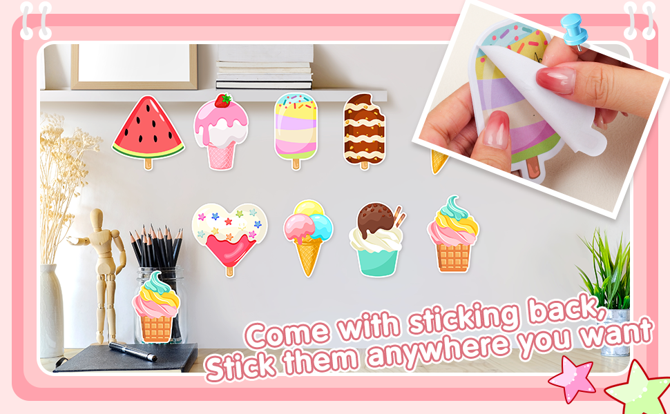 32 Pack Ice Cream Sticky Notes Summer Fruit Sticky Notepad