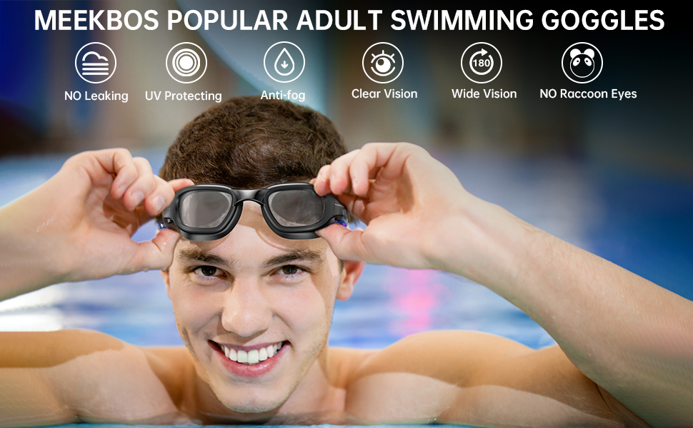 MEEKBOS Swim Goggles, Swimming Goggles Antifog for Adult Men Women