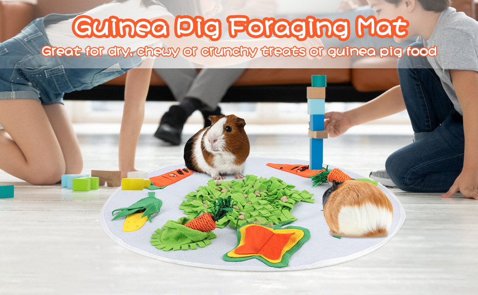 HYLYUN Guinea Pig Foraging Mat 24" Round Rabbit Snuffle Mat Machine