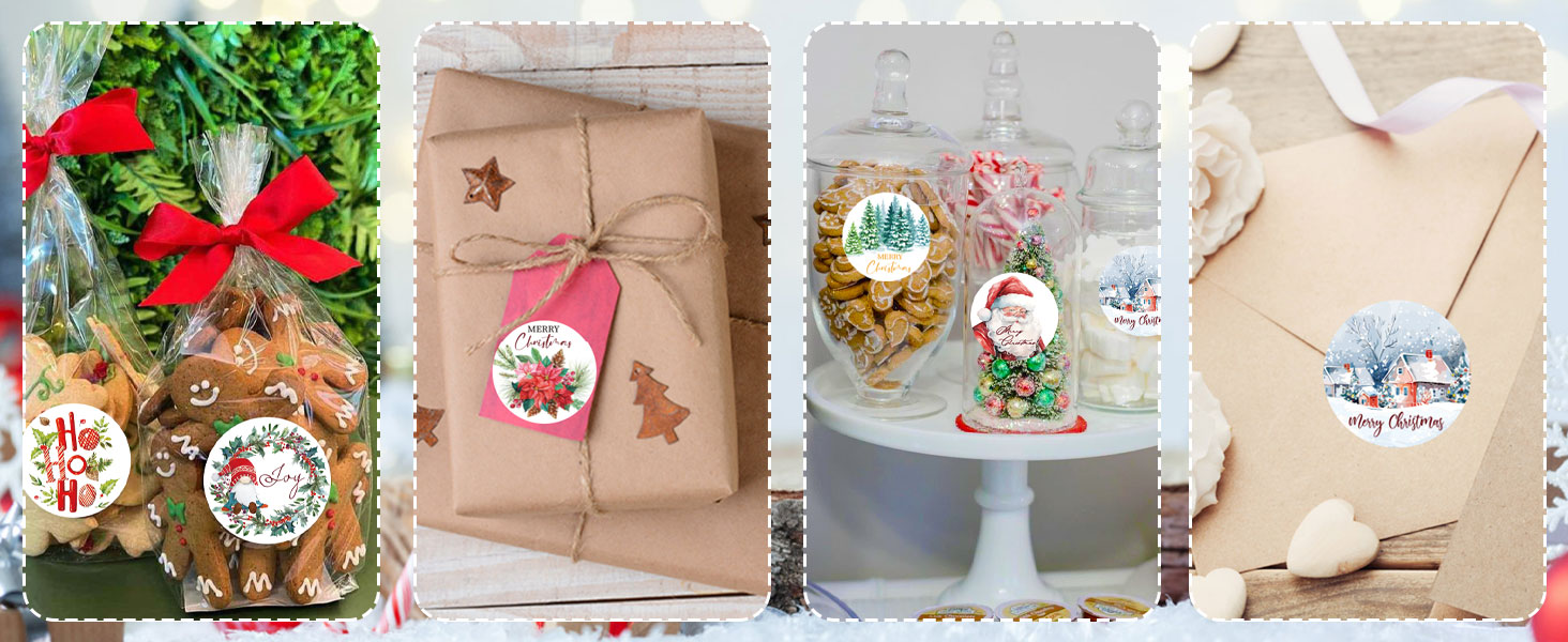 1000 Pcs Christmas Stickers for Envelopes,1.5 Inch Round Christmas Stickers for Crafts