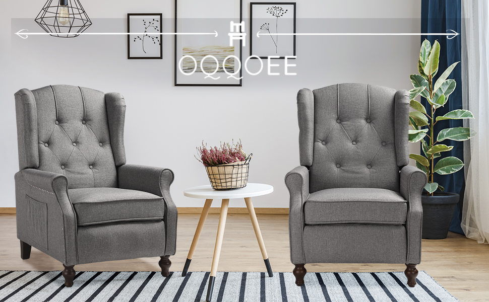 OQQOEE Wingback Recliner Chair with Massage & Heat Vibration