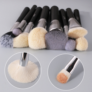 BEILI 15Pcs Black/Silver Professional Makeup Brushes Set for Face and Eye Makeup