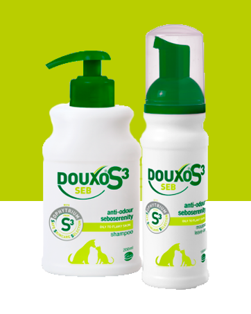 DOUXO S3 CALM Shampoo, Soothing Dog and Cat Shampoo Sensitive Skin, Effective Dog and Cat Shampoo for Itchy Skin, Hypoallergenic Fragrance, Hydrating Dog and Cat Shampoo, 200ml 15 Douxo S3 Seb Shampoo bottle on white and green background