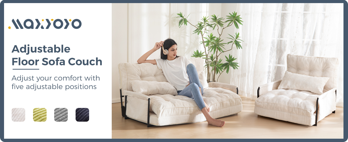 Adjustable Floor Sofa Couch with Pillow