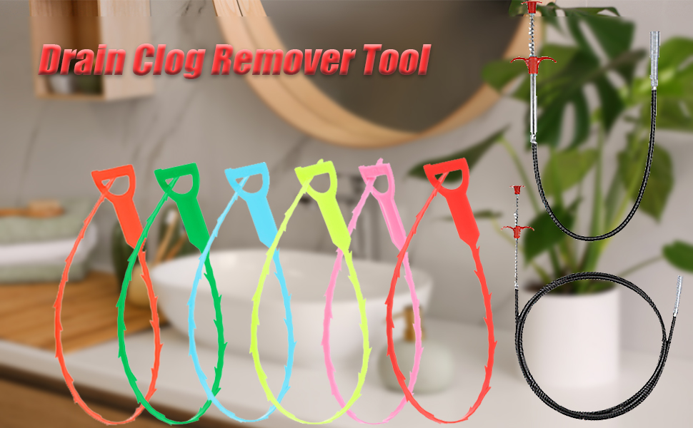 uxcell 3pcs 20 Inch Drain Hair Clog Remover Tool PP & 35 Inch Drain