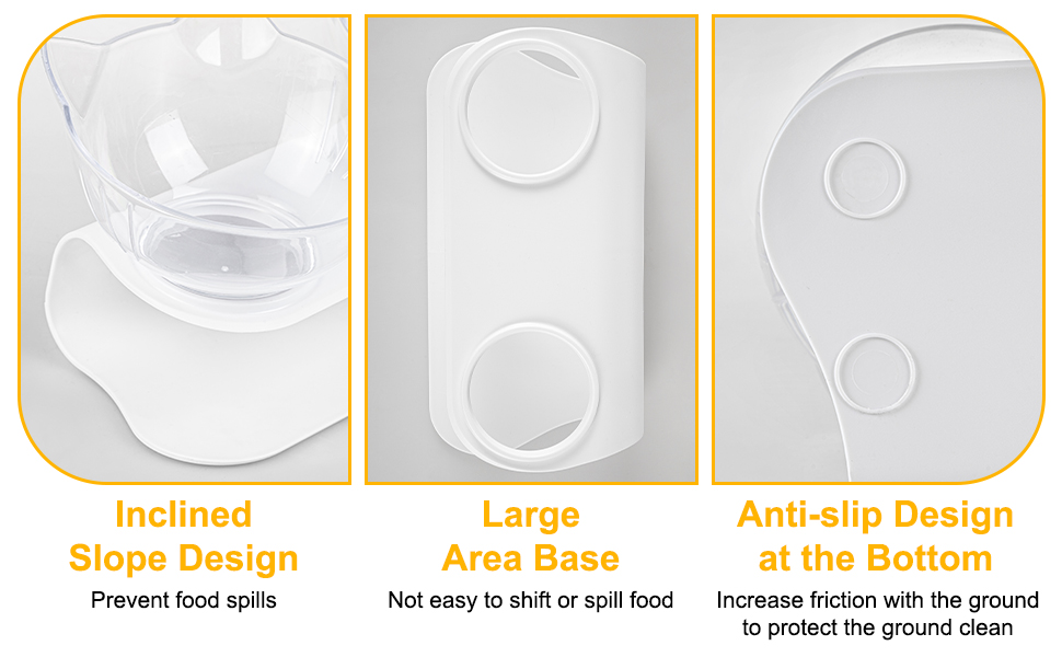 Cat Bowls with Stand Tilted 15° - Raised Cat food bowl with scoop, Anti over-turned and Anti spill Tilted Cat Bowl, Feeding and Water Supplies for Cat 14 Anti over-turned and Anti spill Tilted Cat Bowl