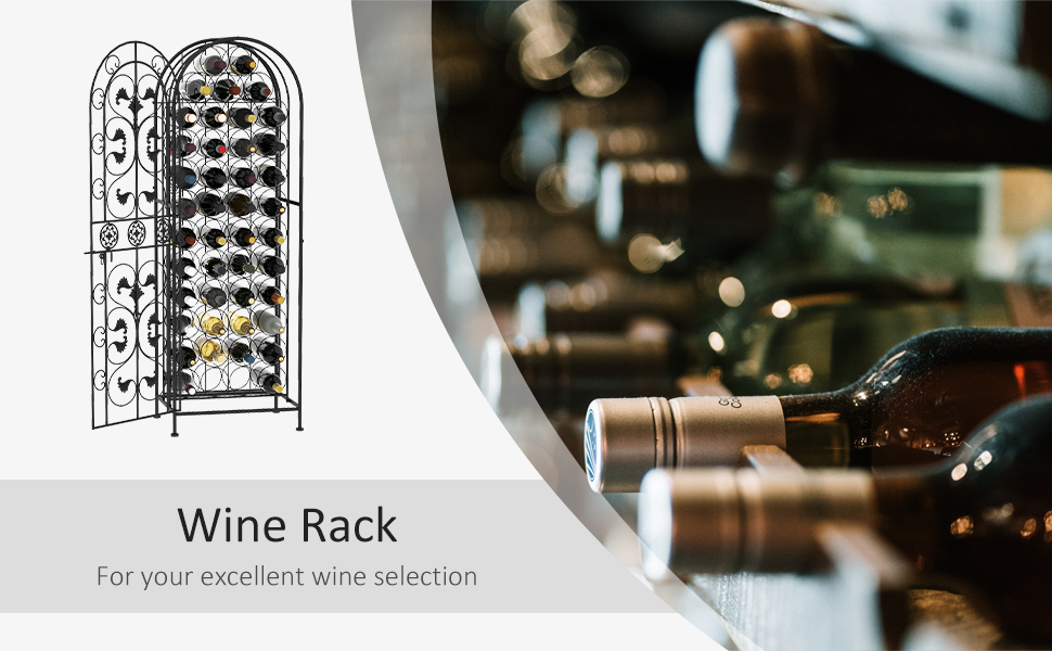 45 Bottle Wrought Iron Wine Rack Jail with Lock