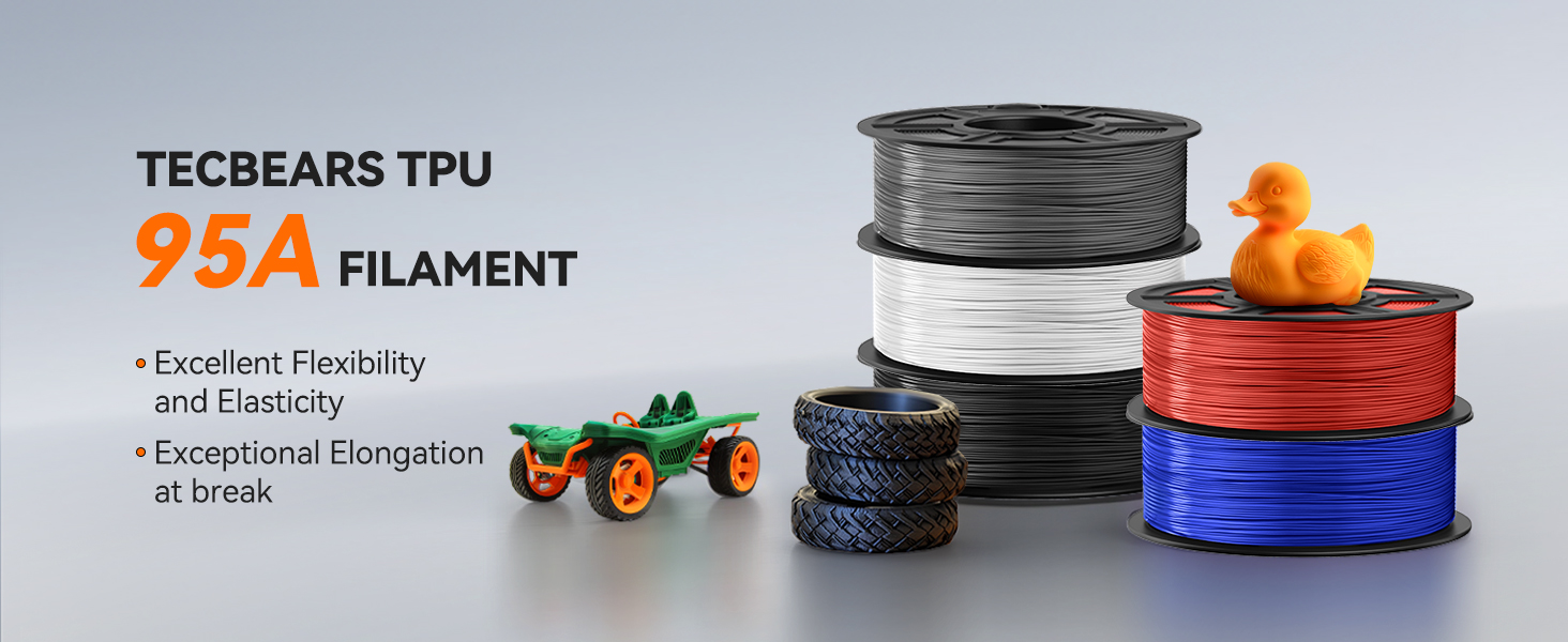 TECBEARS TPU Flexible Filament 1.75mm, 1KG 3D Printer Filament TPU