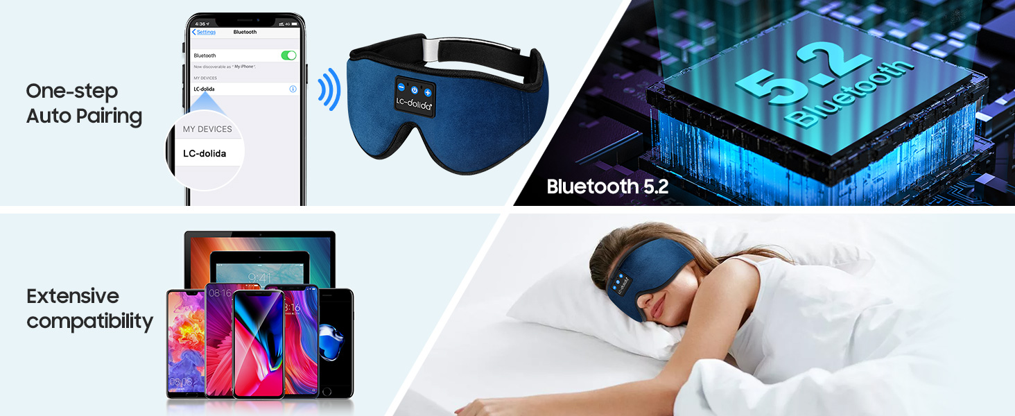 3D Sleep Mask Headphones, Bluetooth Sleeping Eye Masks, UltraThin HD Stereo Speakers Wireless