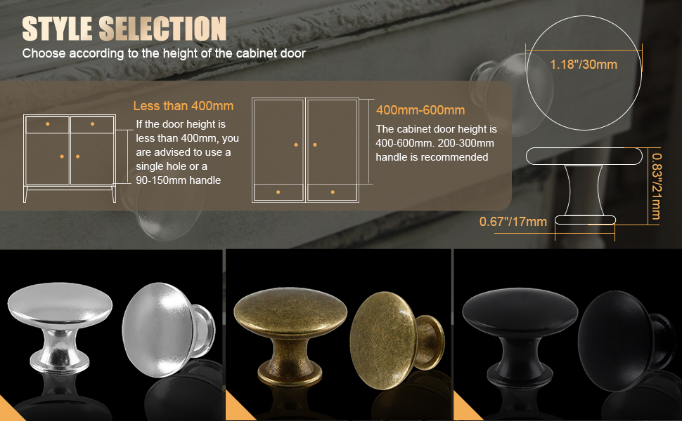 Cionyce 6 Pcs Silver Knobs Metal Drawer Knobs Round Dresser