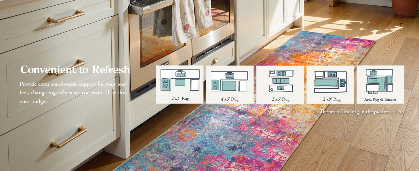Washable Runner Rug for Kitchen Non Slip