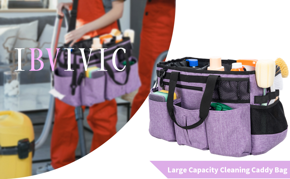 IBVIVIC Wearable Cleaning Caddy Bag with 4 Foldable Dividers, Large