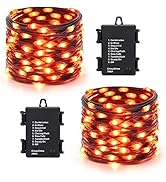 Brizled Orange Halloween Lights, 2 Pack 17.38ft 50 LED Halloween Lights, 8 Modes Halloween String...