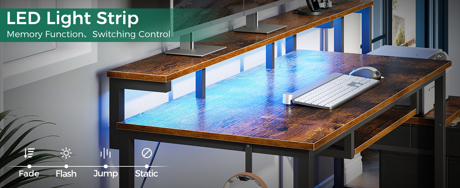 gaming desk with LED lights
