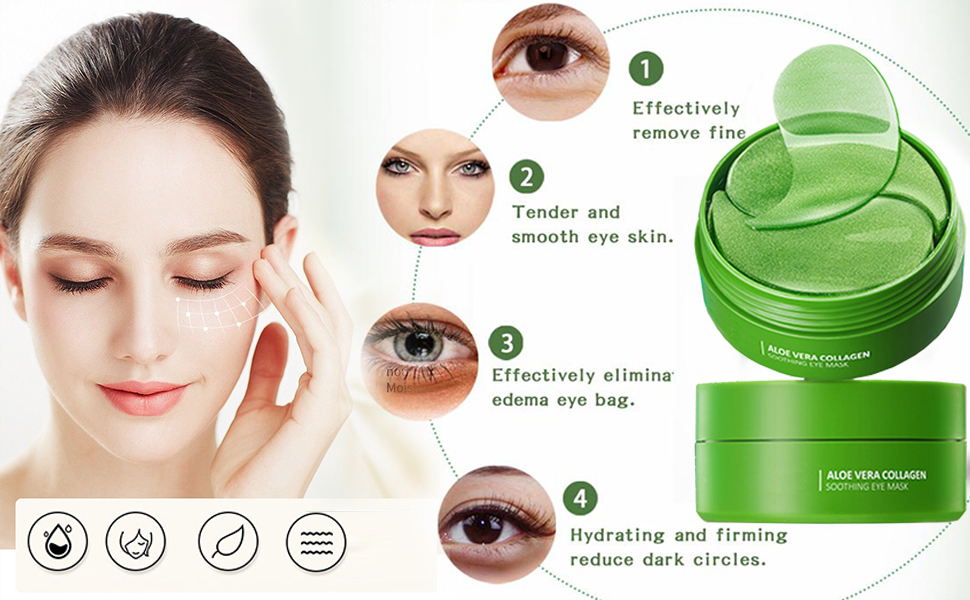 under eye patches masks Aloe Vera puffy eyes cooling skincare bags anti wrinkle Aging dark circles