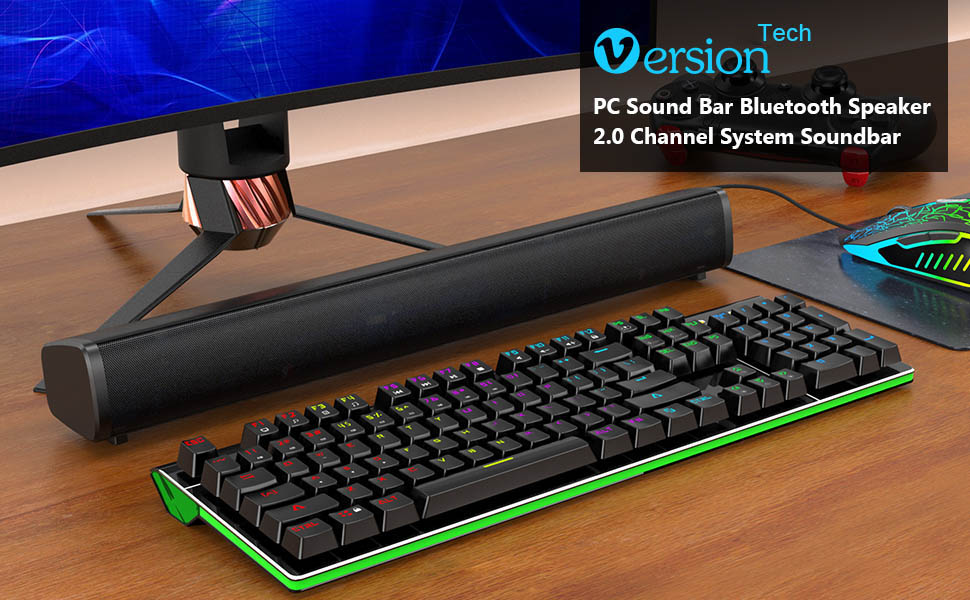 VersionTech PC Soundbar, Wired & Wireless Bluetooth BT Computer
