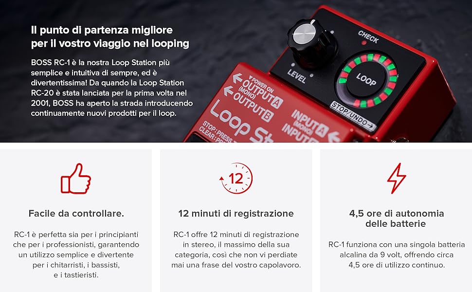 BOSS RC-1 Pedale Loop Station | Semplice Looper Standard del