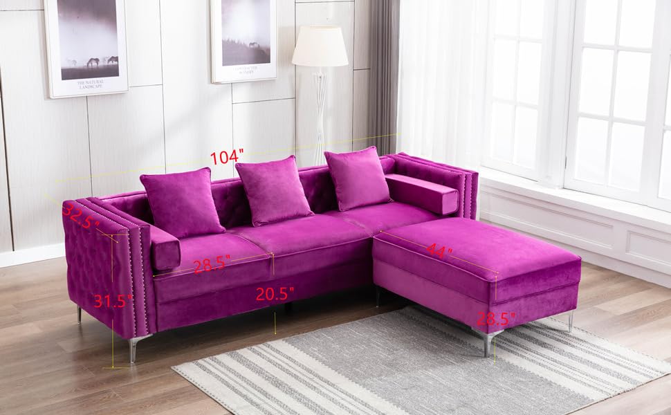 Legend Vansen Velvet Sofa sectional for Living Room with