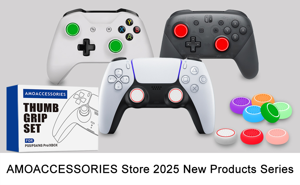 AMOACCESSORIES 16 Pieces Thumb Grips Caps Joystick Cover Controller Performance for CQC FPS Games