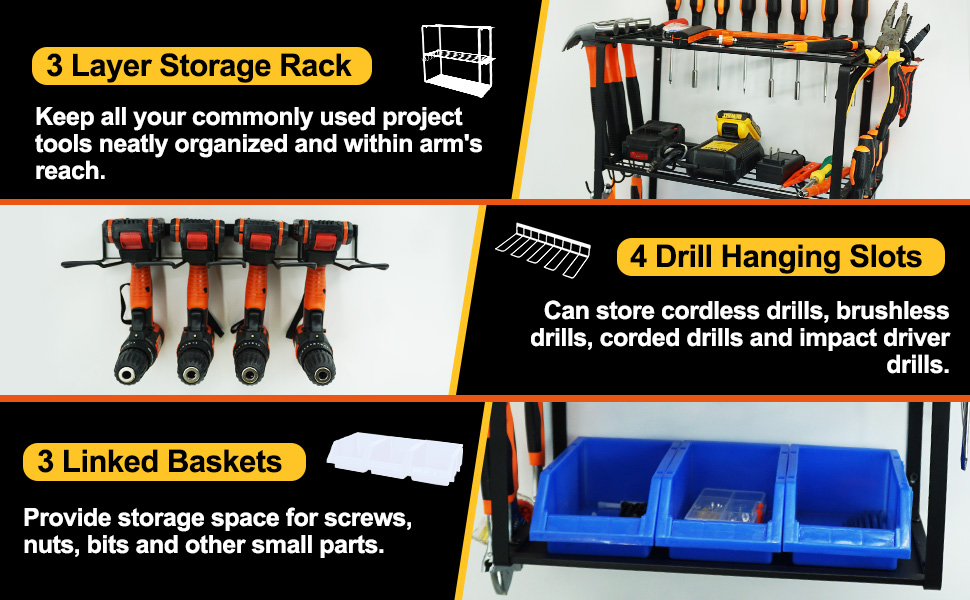 Power Tool Organizer Wall Mount, Power Tool Storage Rack