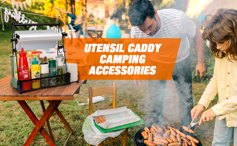 LAPACKER Grill Utensil Caddy, BBQ Silverware Caddy with