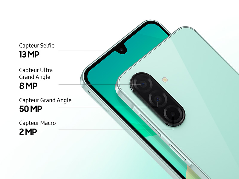 Caméra selfie 13MP, Caméra arrière 50MP grand angle