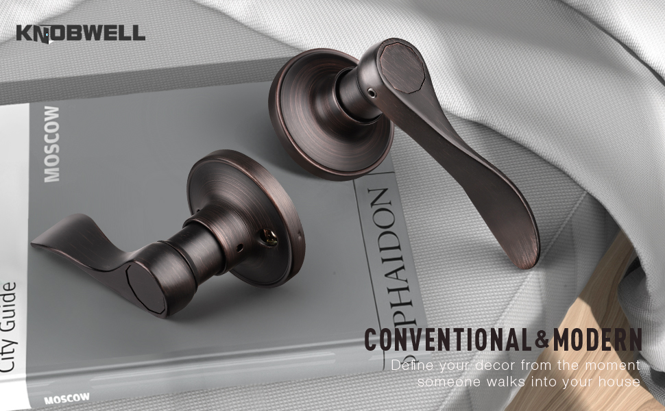 KNOBWELL 6 Pack Passage Door Levers Door Handle Sets Hallway Closet