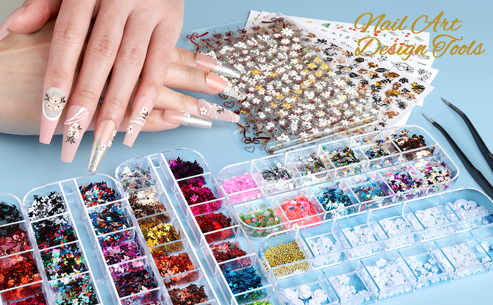 Amazon com Teenitor 12 Sheets Nail Art Sticker Self Adhesive Flower