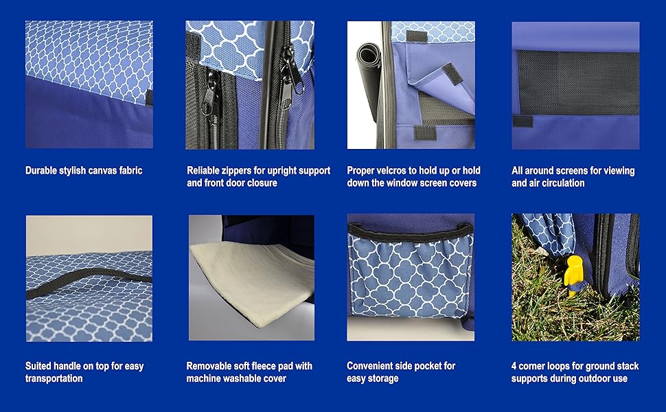 101mart soft sided foldable dog crate home travel indoors outdoors polyester durable