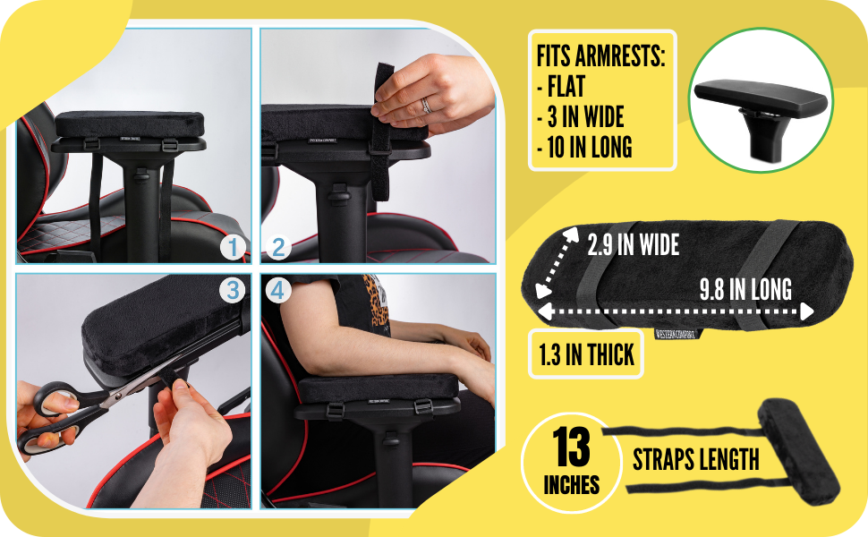 WESTERN COMFORT Thick Office Chair Armrest Pads Desk Chair Arm Pads Arm Rest Pad Office