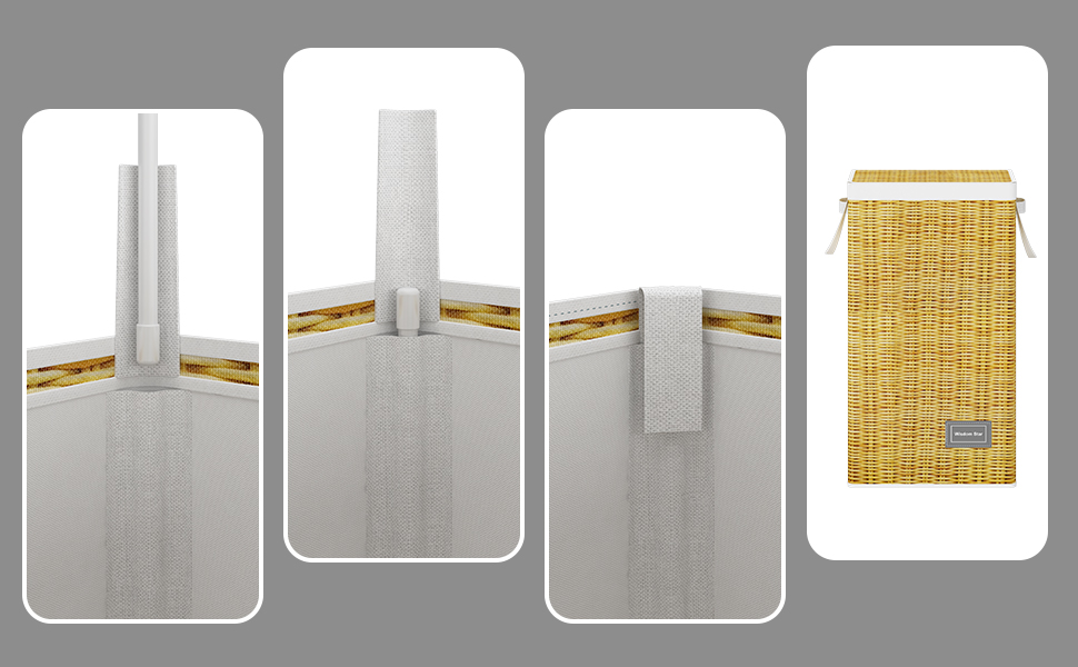 Cesto de Roupa Suja com Tampa, Saco Removível com Alça