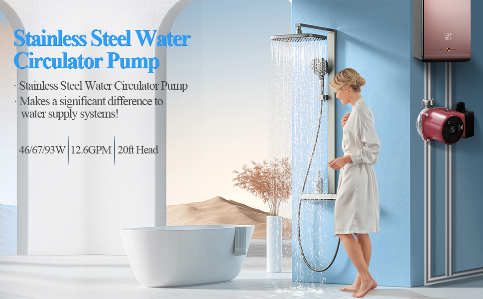 WiseWater 110V Hot Water Recirculating Pump, Stainless Steel Water