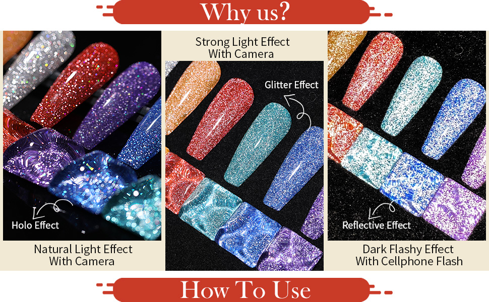 Colorful reflective glitter gel