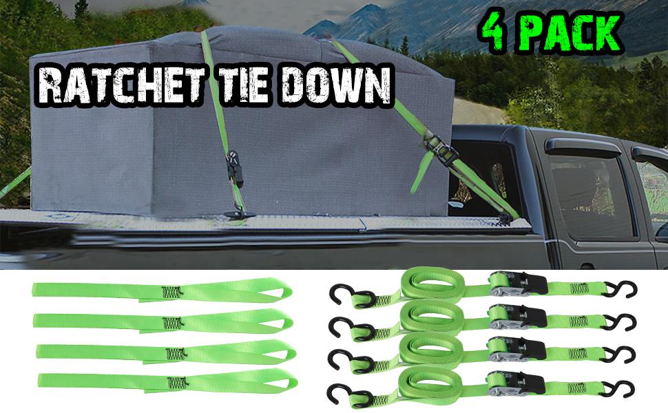 XSTRAP STANDARD Ratchet Tie Down Straps 4Pk 15Ft 1500Lb Break Strength