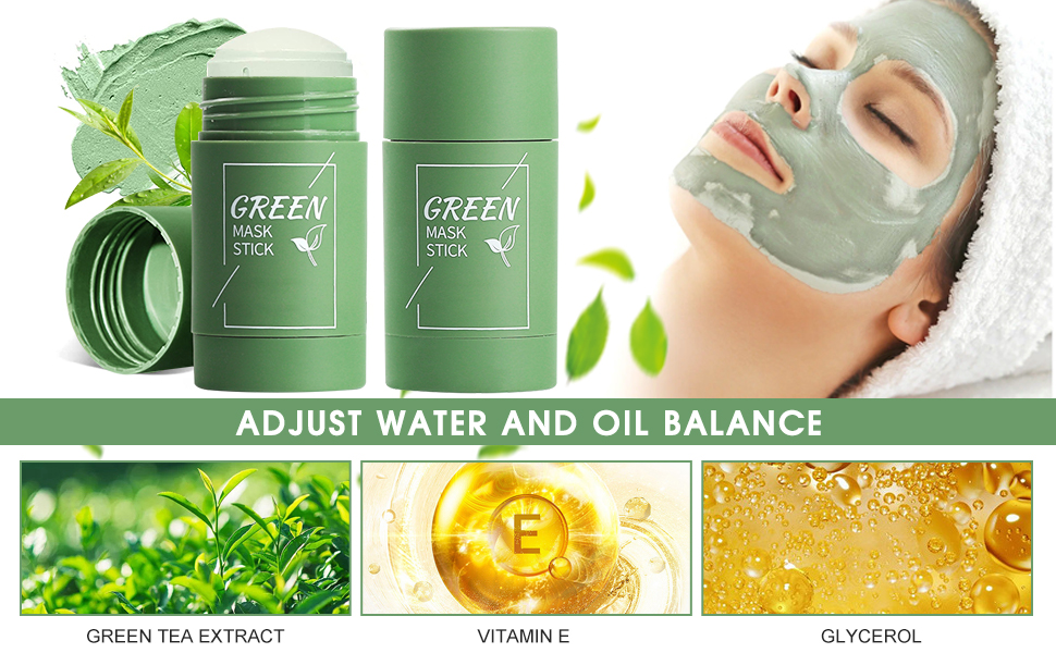 2 Pack Green Tea Cleansing Mask Stick Oil Control AntiAcne Solid Fin