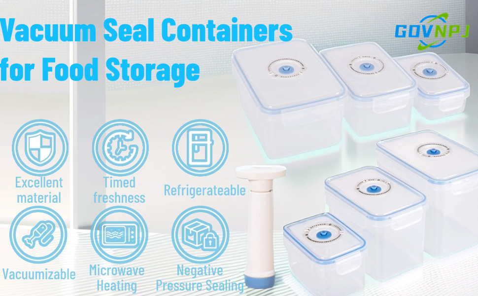 GOVNPJ Vacuum Seal Containers for Food Storage 6 Pack, Food