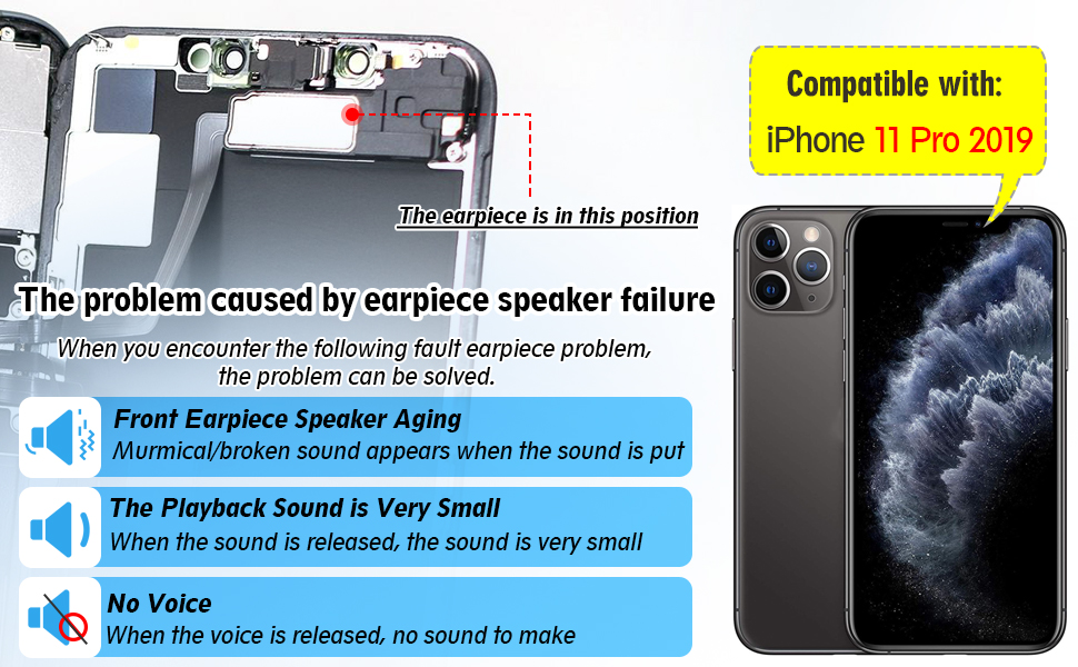 Earpiece Speaker for iPhone 11 Pro Ear Speaker Replacement