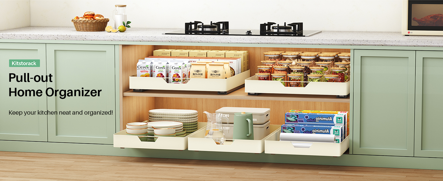 Kitstorack Adhesive Pull Out Organizer, Cream White