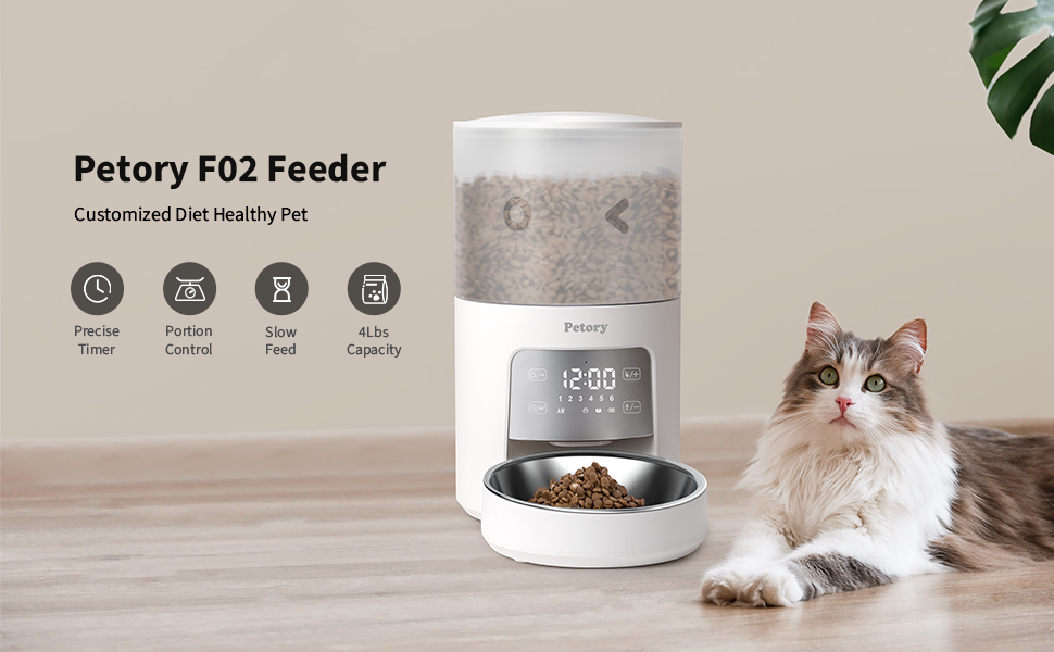 Petory Timed Automatic Cat Feeders 4L Cat Dry Food