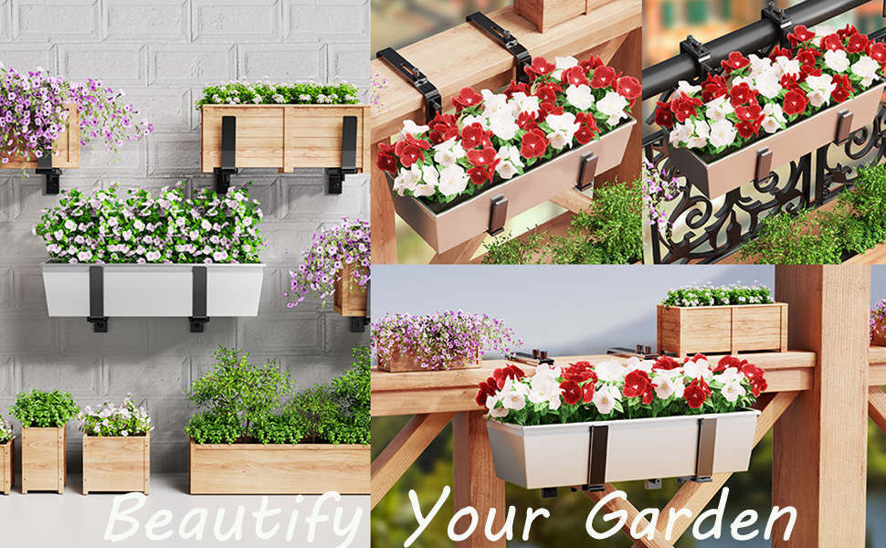 Y&M 6 Packs Adjustable Planter Box Brackets for Window