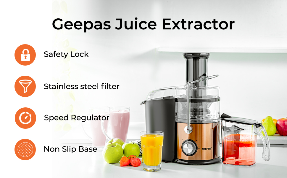 Geepas Juice Extractor, Centrifugal Juicer Machine Whole Fruit