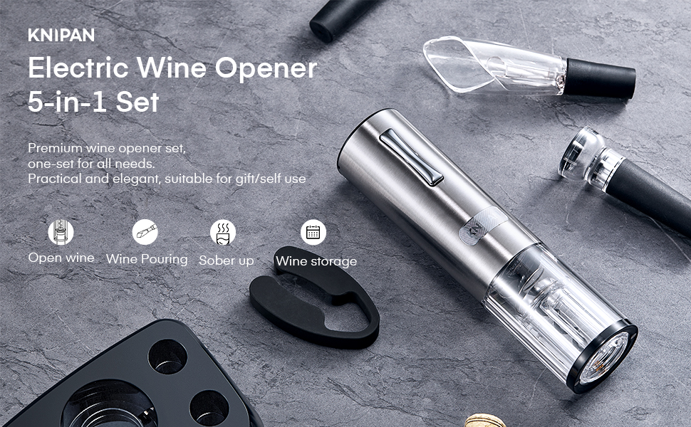 KNIPAN Electric Wine Opener 5IN1, Automatic Wine Bottle