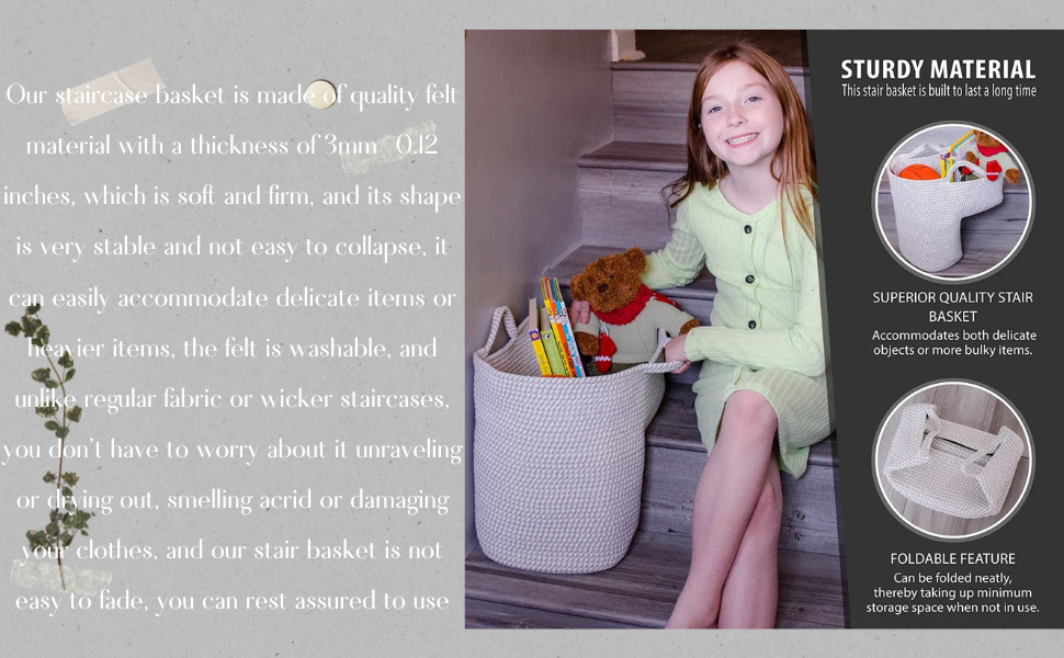 IK Mart Stairs Basket Cotton Rope Basket Internal Support