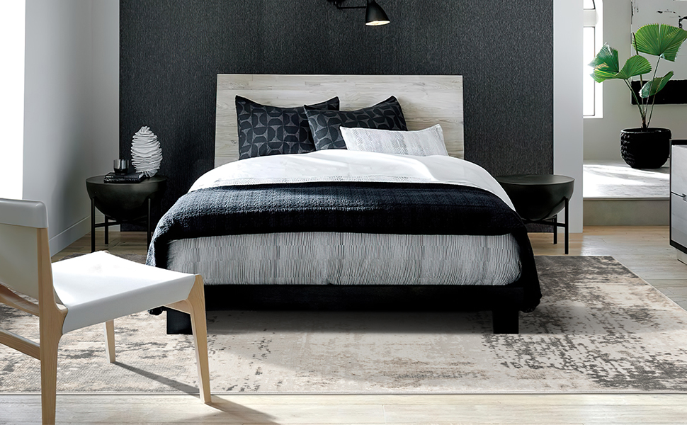 Art&Tuft Washable Rug, AntiSlip Backing Abstract 4x6 Rug, Stain Resistant Rugs for