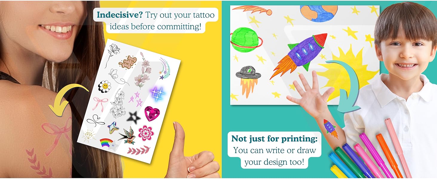 Evergreen Goods 10 Sets A4 Temporary Tattoo Paper, Inkjet Printable Waterproof, 210 x 297mm, Transfer Sheets, Skin-Safe, High Resolution, Easy to Use 19 Tattoo 6