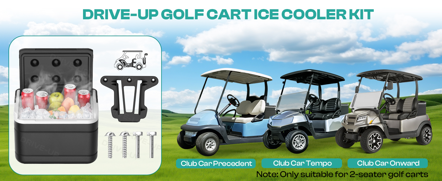 This golf cart cooler fit for Club Car Precedent, Tempo, and Onward
