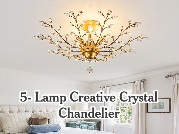Lucy　1225 CVKASH 5-Light Vintage Small Crystal Chandelier Modern