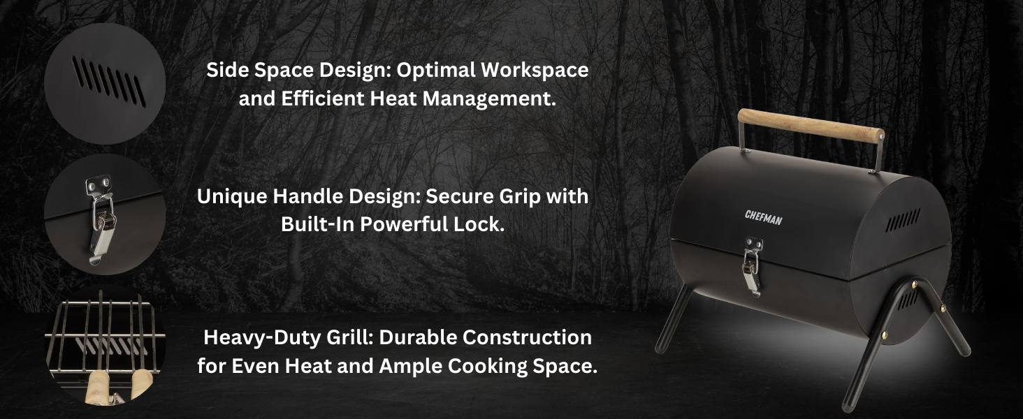 Chefman Barrel Barbeque Grill Features
