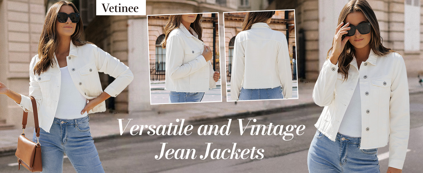 Vetinee Jean Jackets for Women Trendy Casual Jackets for Women